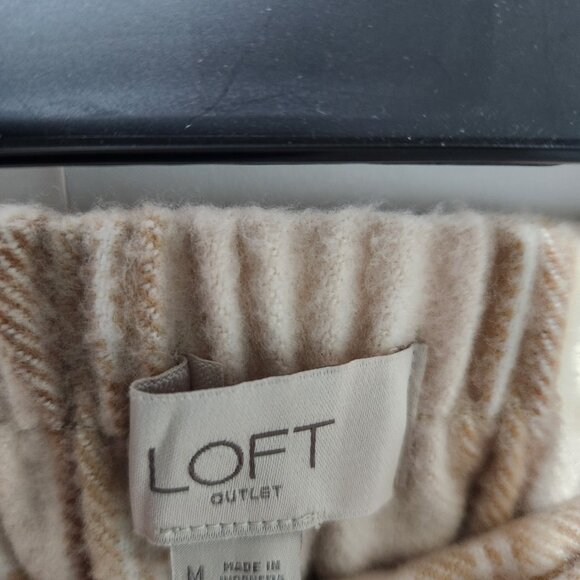 Loft Outlet Cream Camel Brown Beige Preppy Soft Plaid Classic Mini Skirt Medium - Picture 2 of 6